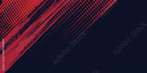 Halftone dots red and blue color pattern gradient grunge texture background. Dot pop art comic sport modern best seller
