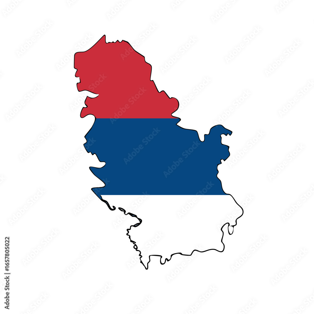 Fototapeta premium Serbia map outline with flag colors, vector illustration, national symbol of the country