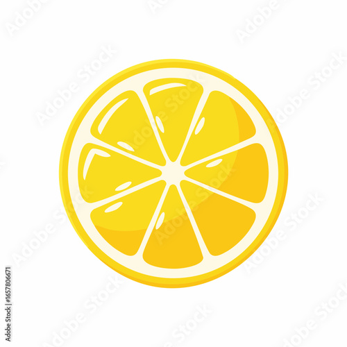 A vibrant cartoon illustration of a lemon slice, isolated on a white background.