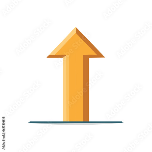 Yellow Up Arrow on Blue Ground Plane Growth Rising Progress Graphic