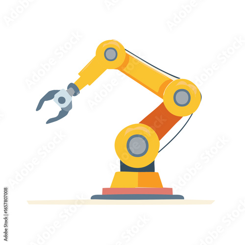 Bright robotic arm with gripper automated industrial technology illustration
