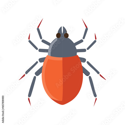 Cartoon Tick Pest Flat Vector Illustration, Isolated Insect Parasite Dangerous for Health
