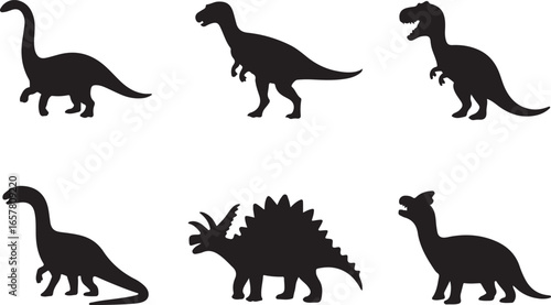 "Bold Dinosaur Silhouette Vector Set"

"Prehistoric Dinosaurs and Pterosaurs Silhouettes"

"Jurassic Era Dinosaur Silhouette Collection"