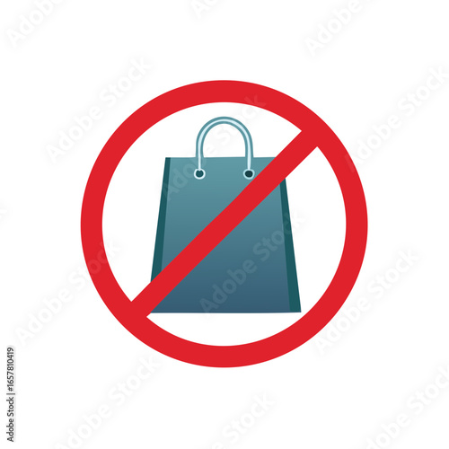 Shopping Bag Not Allowed Sign, No Retail, Shopping Banned Symbol