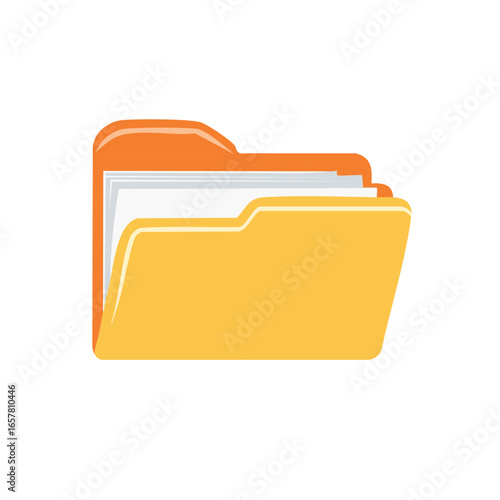 Bright Yellow File Folder with Documents Ready for Organization and Storage