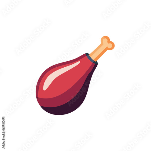 Cartoon Chicken Leg with Bone, Grilled Meat Portion Illustration, Healthy Lunch