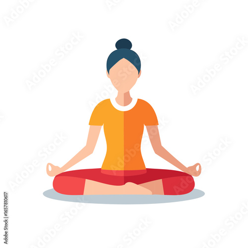 Faceless Woman in Lotus Position Meditating for Wellness and Balance Doing Yoga Practicing Mindfulness Meditation