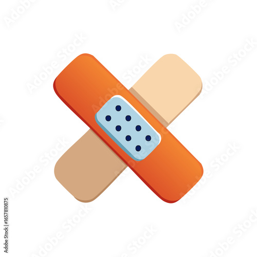 Two Crossed Adhesive Bandages Illustration for Wound Care and Medical First Aid Supplies