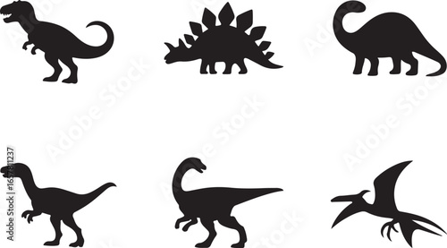 "Bold Dinosaur Silhouette Vector Set"

"Prehistoric Dinosaurs and Pterosaurs Silhouettes"

"Jurassic Era Dinosaur Silhouette Collection"