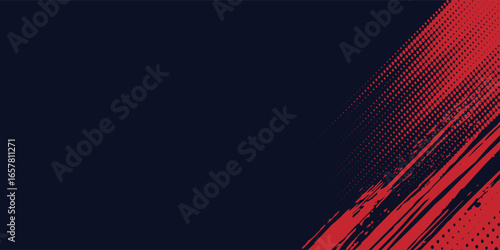 Halftone dots red and blue color pattern gradient grunge texture background. Dot pop art comic sport modern best seller