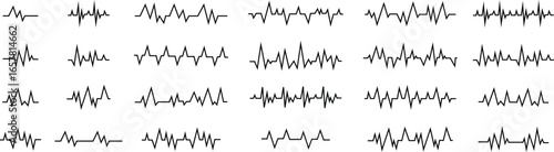 Heartbeat line set. Heart pulse collection. Emergency EKG monitoring. Electrocardiogram. vector illustration
