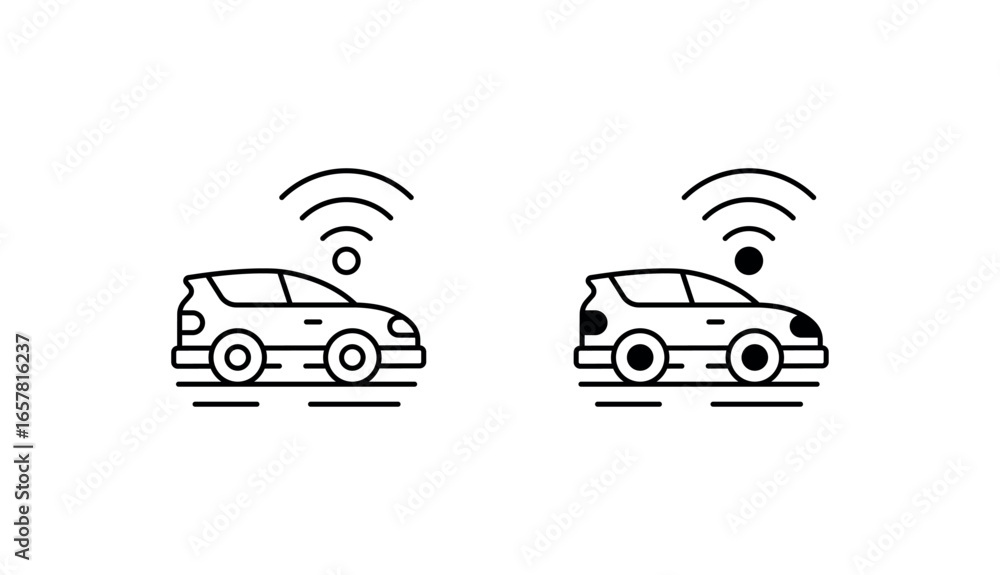 Obraz premium Smart car icon design with white background stock illustration