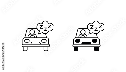 Drowsy Driving icon design with white background stock illustration