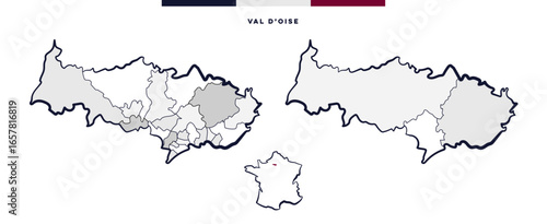 Département et cantons de Val d'Oise - Île-de-France (France)