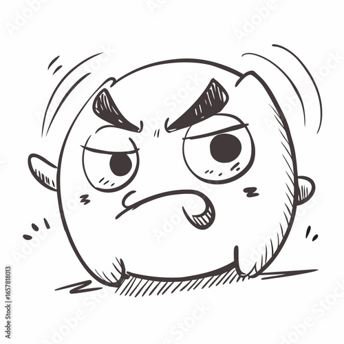 Angry cartoon character showing frustration and annoyance with bold black lines, perfect for expressing negative emotions or highlighting conflict