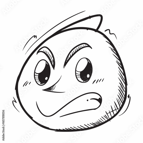 Expressive cartoon face showcasing a range of emotions, from anger and frustration to a touch of humor, perfect for conveying sentiments in design