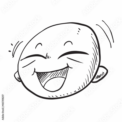 Cartoon character laughing hysterically with joy and amusement, expressive emotions, sketch style illustration for fun, happiness, and positive vibes