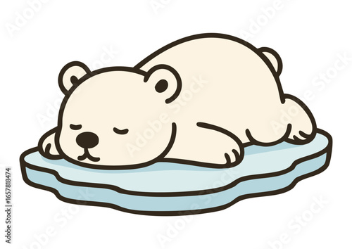 氷の上で眠るシロクマのイラスト