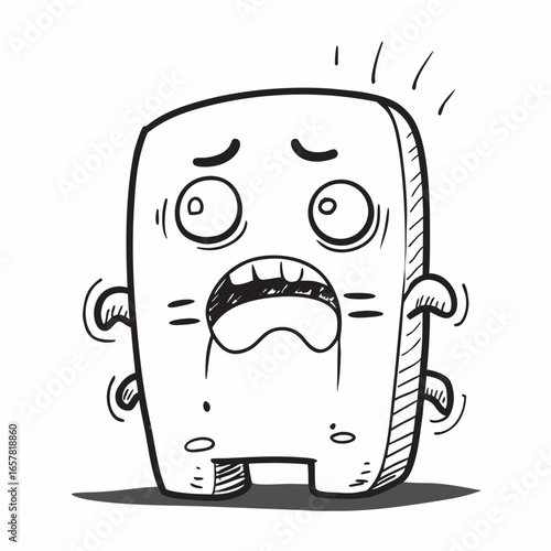 Worried cartoon character with open mouth displaying fear, shock, and anxiety, a perfect graphic for expressing stress and emotional overload.
