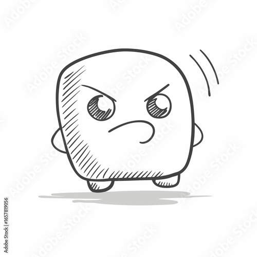 Cartoon character expressing strong anger and frustration with furrowed brow and intense eyes, ideal for conveying negative emotions in digital content