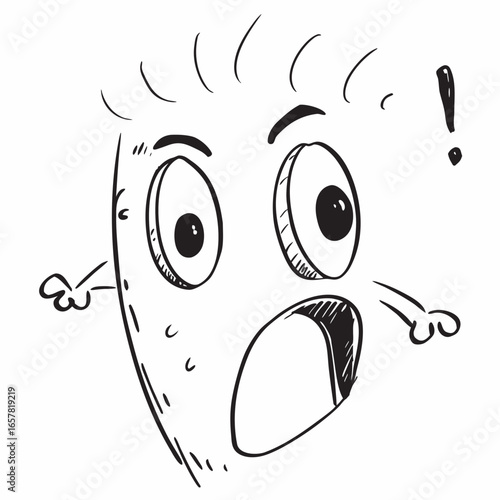 Astonished cartoon character expressing shock and surprise with open mouth and wide eyes, perfect for conveying humor and unexpected moments