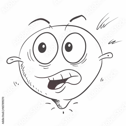 Astonished cartoon character with wide eyes and open mouth expressing shock or surprise, perfect for social media memes and comical content