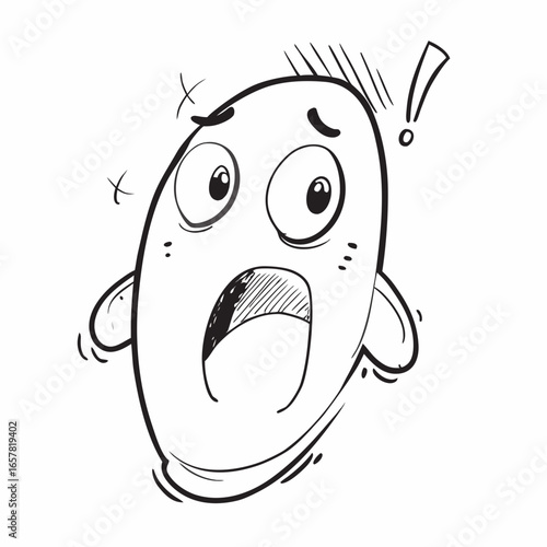 Cartoon character expressing extreme shock and surprise with wide eyes and open mouth, perfect for humorous projects and conveying astonishment