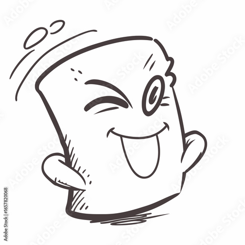 Playful cartoon character winking and sticking out tongue, expressing joy and happiness, ideal for fun branding or social media content