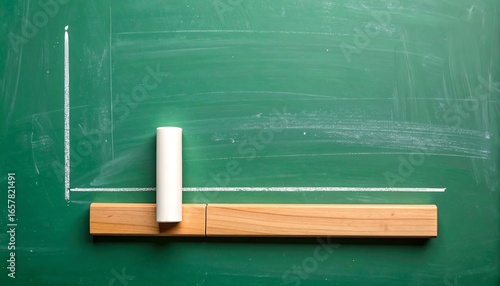 A simple, illustrative representation of a graph framework on a vibrant, textured green chalkboard, complete with a piece of chalk and a wooden rectangle, showcasing a visual concept.