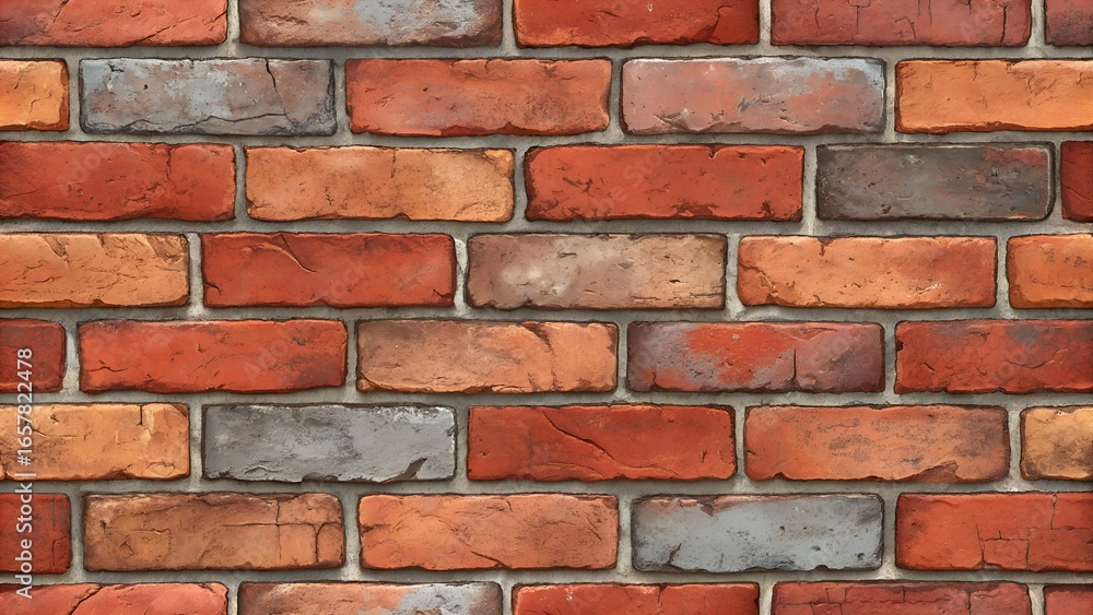 Fototapeta premium Seamless Aged Red Brick Wall Texture