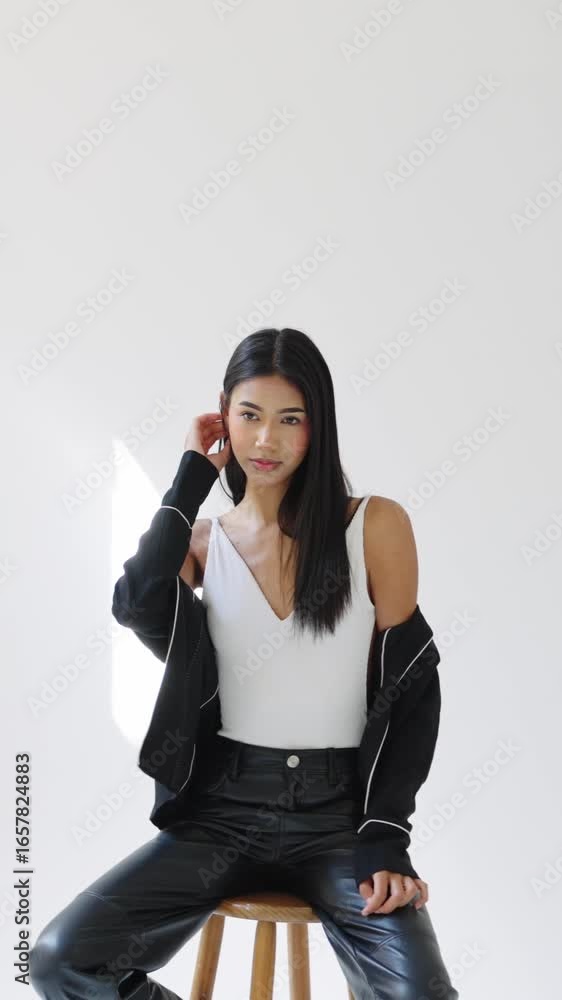 Fashion model posing for photoshoot in slow motion Fashion model posing for photoshoot in slow motion
