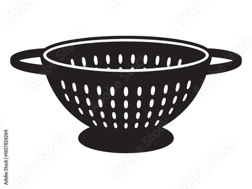 Black and White Colander Illustration Perfect for Culinary Recipes and Kitchenware Designs Great for Cookbooks