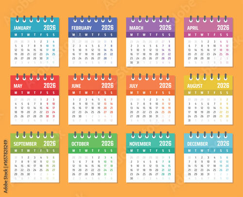 calendar for 2026 starts monday, vector calendar design 2026 year