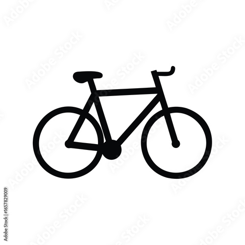 Simple black bicycle icon on a white background for transportation concepts