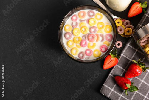 Bowl of colorful sweet cere...