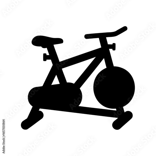 Black silhouette of stationary exercise bike providing a workout and training