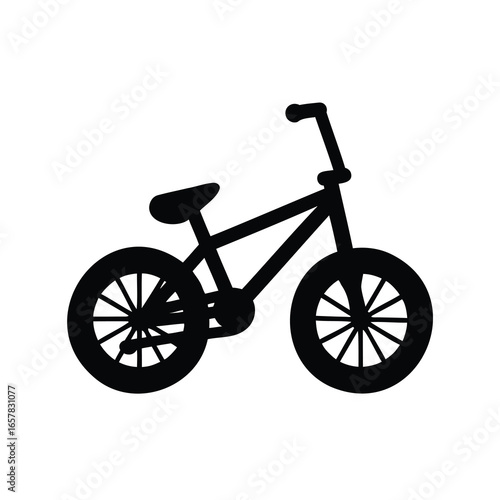 Silhouette of a BMX Bicycle Isolated on a White Background Artistically Rendered