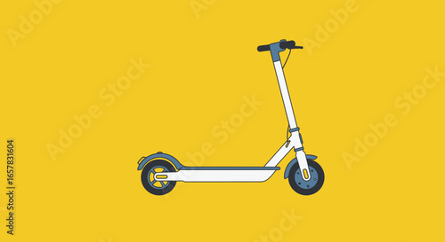 An electric scooter stands ready for a ride, promising a convenient and ecofriendly way to navigate the city streets, offering a blend of modern technology and urban mobility