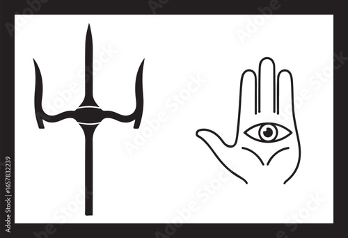 Occult Symbols Trident Third Eye Palm
