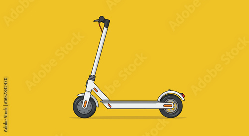 An electric scooter stands ready for a ride, promising a convenient and ecofriendly way to navigate the city streets, offering a blend of modern technology and urban mobility