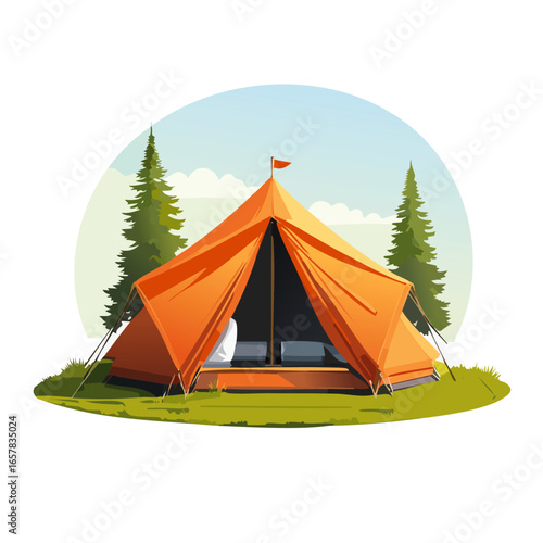 camping in the forest vector graphic camp icon design