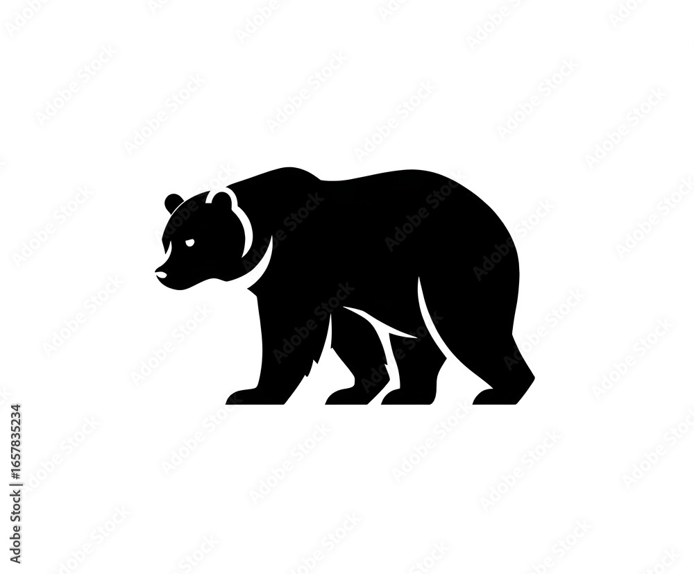 Fototapeta premium A striking silhouette of a bear, showcasing its powerful figure. Ideal for wildlife themes, nature conservation, and animal behavior discussions.