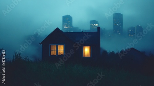 houses in the night