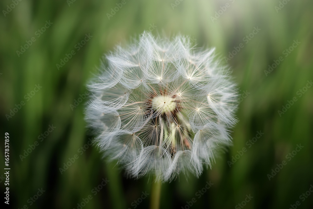 Fototapeta premium Close up of a dandelion seed head in soft focus