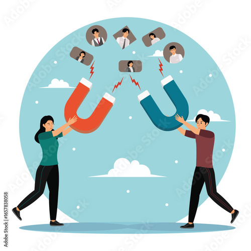 Company competition concept to draw skillful candidate to fill in vacancy.