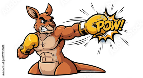 Kangaroo boxer delivers powerful punch with boxing gloves for sports mascot or logo design needs