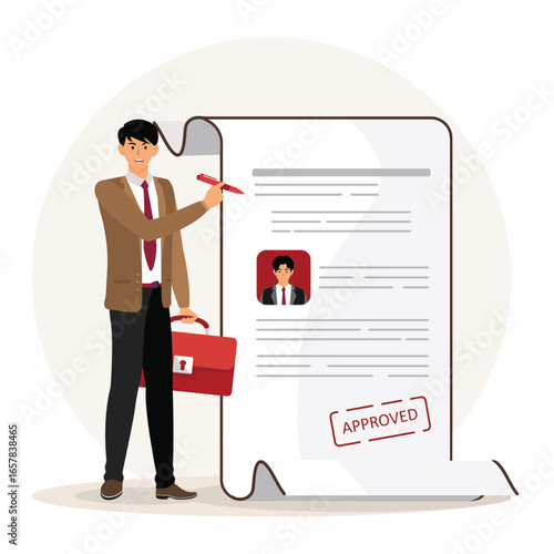 Work permit document approved concept. Professional Approval with approved work permit paper.