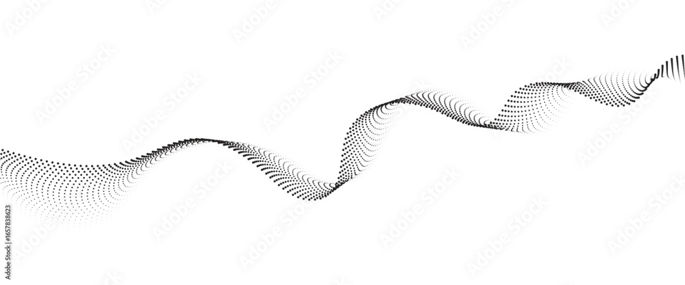Fototapeta premium Flowing Dot Wave halftone gradient pattern on transparent background 