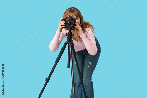 Beautiful young woman takin...