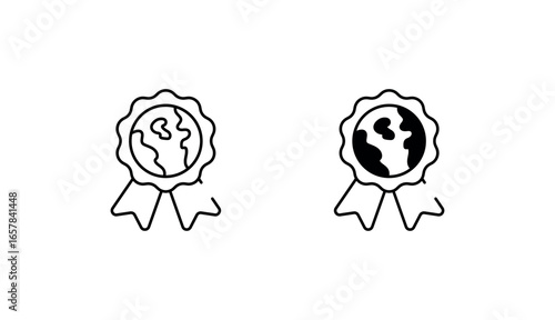 Ecological Badge icon design with white background stock illustration